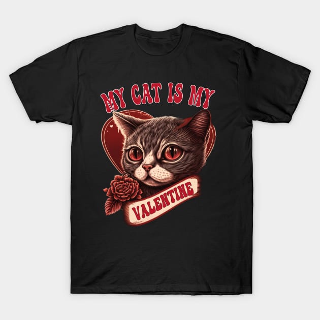 My cat Is My Valentine - cat lover valentines day gift idea T-Shirt by AbstractA